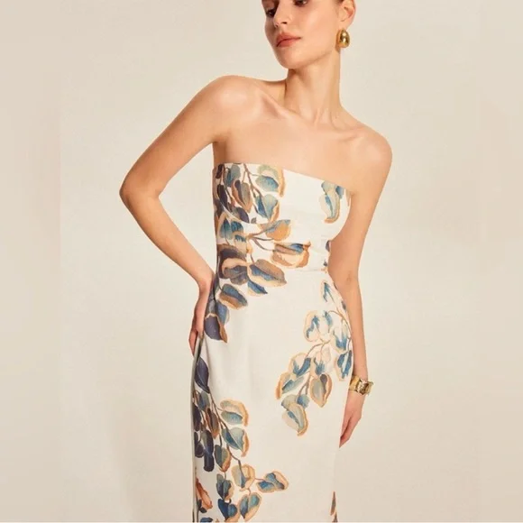 NWT🤎Gorgeous Floral Strapless Dress - Picture 4 of 13